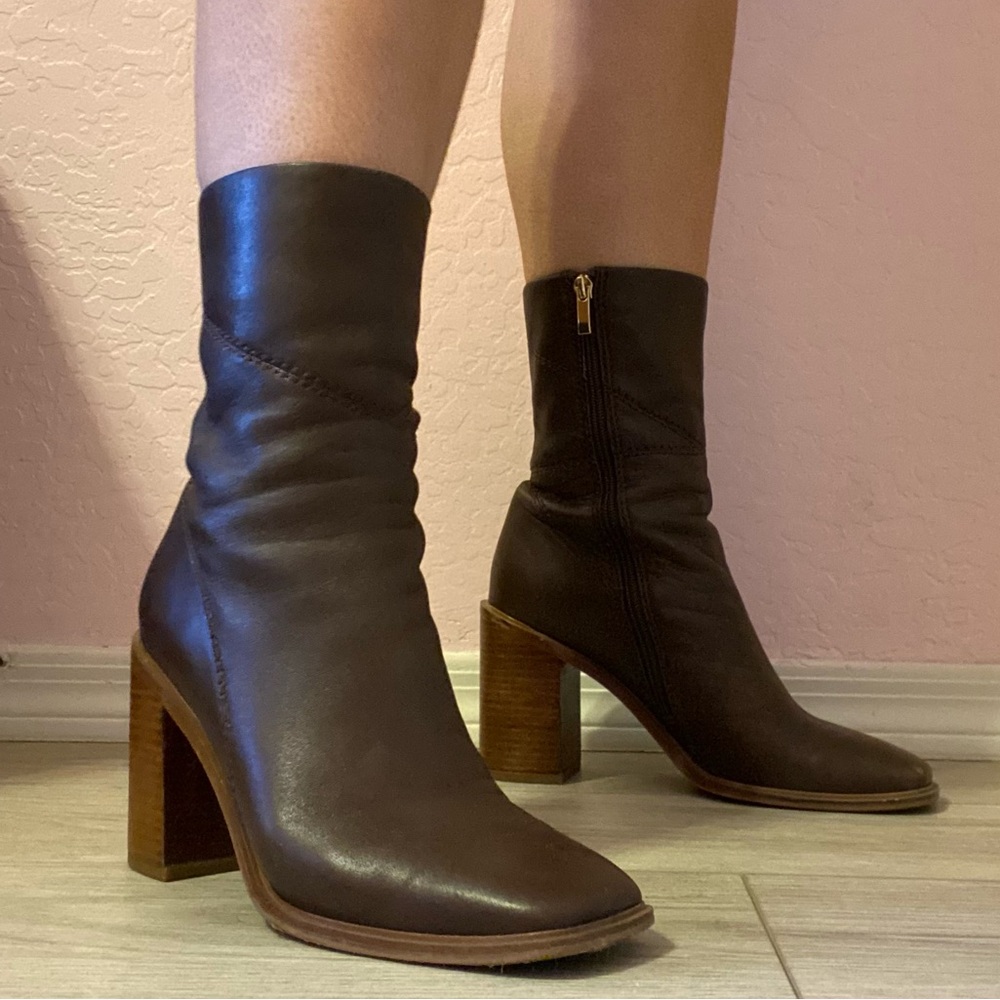 Dark Brown Heeled Boots